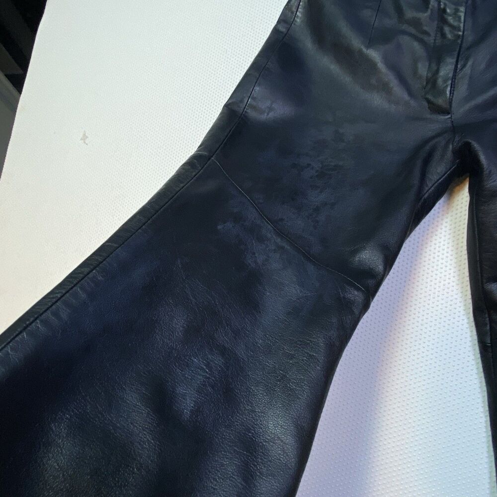 Vintage Wilson's Black Genuine Leather Pants Mid Rise Boot Cut Women's 8 - Picture 16 of 16
